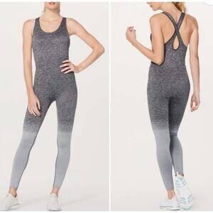 Lululemon Gray Ombre Balance and Resist Athletic Onesie Bodysuit Workout Gym